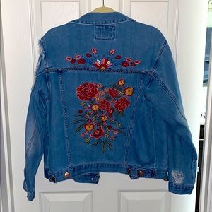 Forever 21 floral jean jacket
